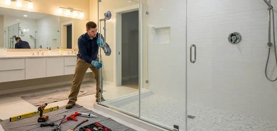 Shower glass installation