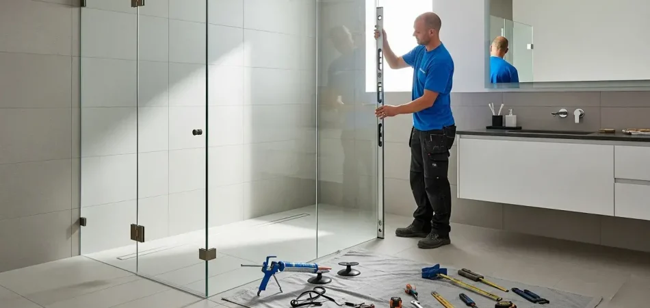 Shower glass installation
