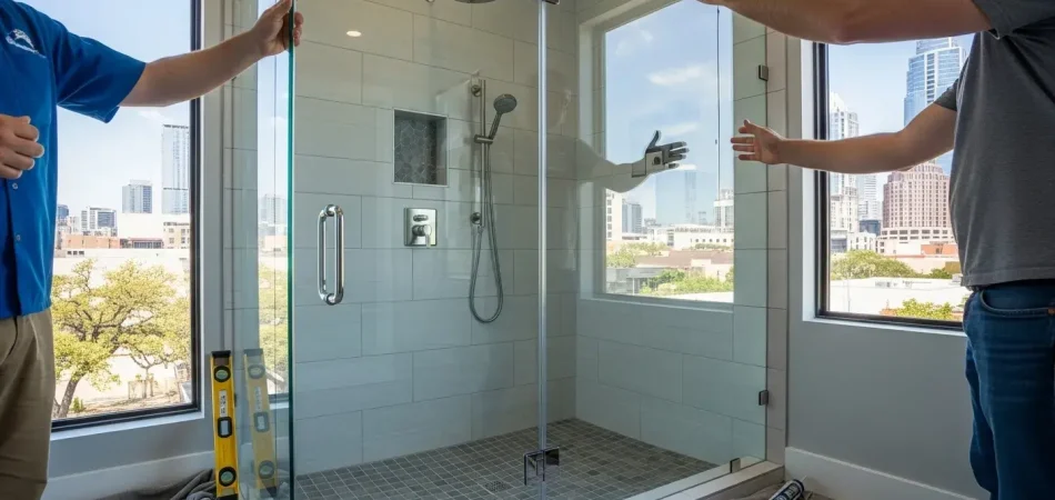 frameless glass shower door installation in austin tx